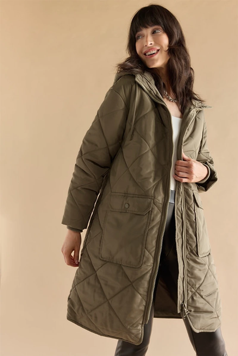 Gena Quilt Pattern Nylon Puffer Jacket