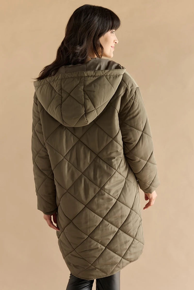 Gena Quilt Pattern Nylon Puffer Jacket