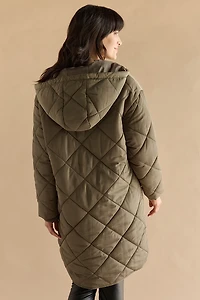 Gena Quilt Pattern Nylon Puffer Jacket