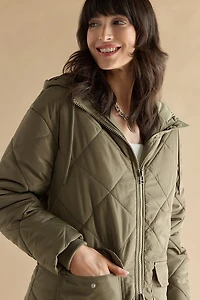 Gena Quilt Pattern Nylon Puffer Jacket