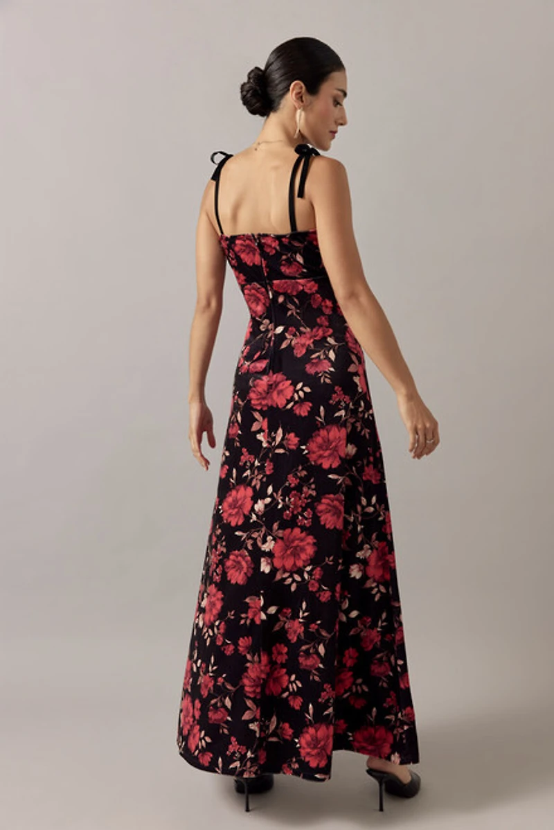 Iva Velvet Floral Maxi Dress