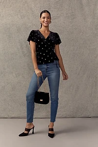 Corrine Star Embroidered Velvet Blouse