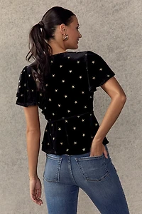 Corrine Star Embroidered Velvet Blouse