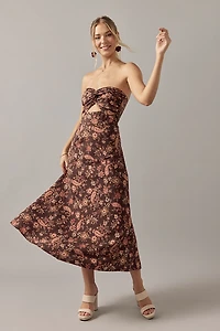 Holly Strapless Front Twist Midi Dress