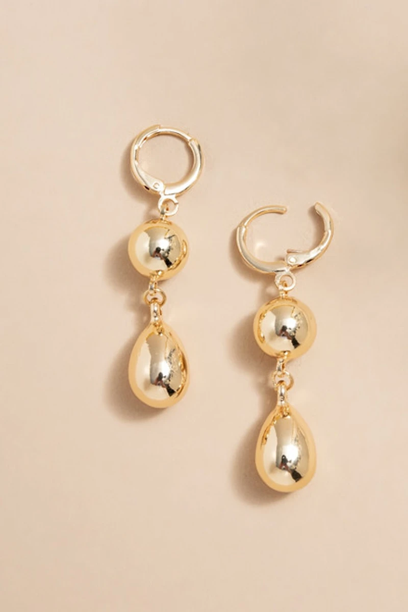 Anne Gold Ball On Hoop Earrings