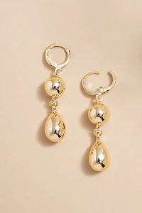 Anne Gold Ball On Hoop Earrings