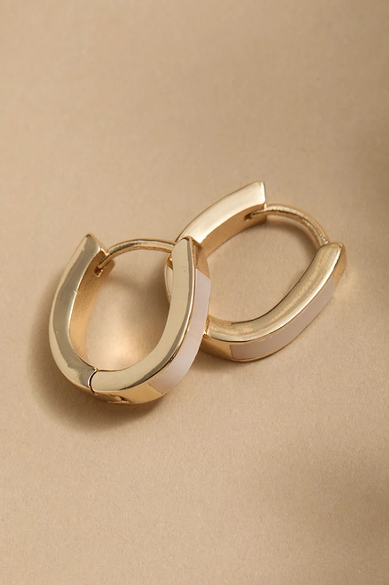 Kathie Oval Smooth Huggie Earrings