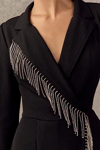 Kristen Crystal Fringe Blazer Romper