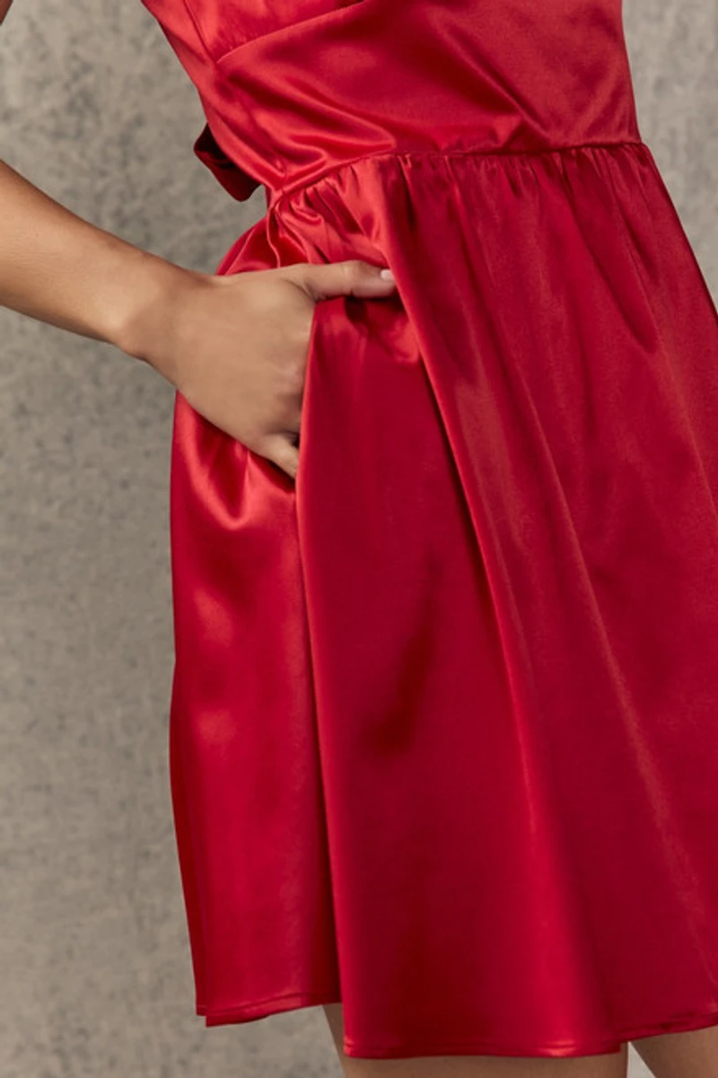 Renee Bow Back Satin Mini Dress