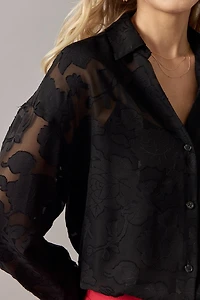 Michelle Woven Jacquard Button Down Top