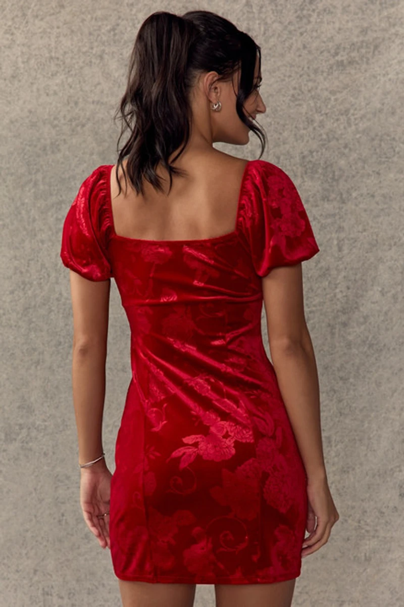 Lois Velvet Jacquard Mini Dress