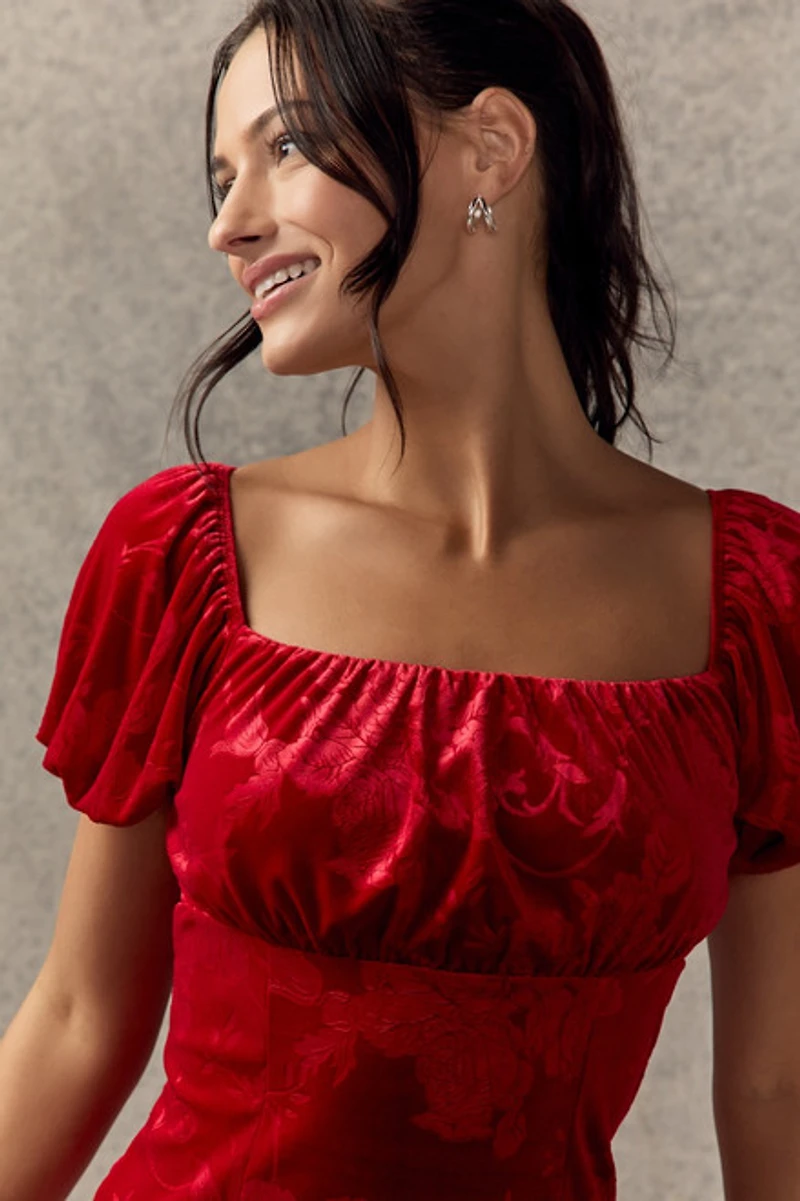 Lois Velvet Jacquard Mini Dress