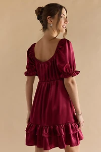 Harriet Embellished Bow Satin Dress