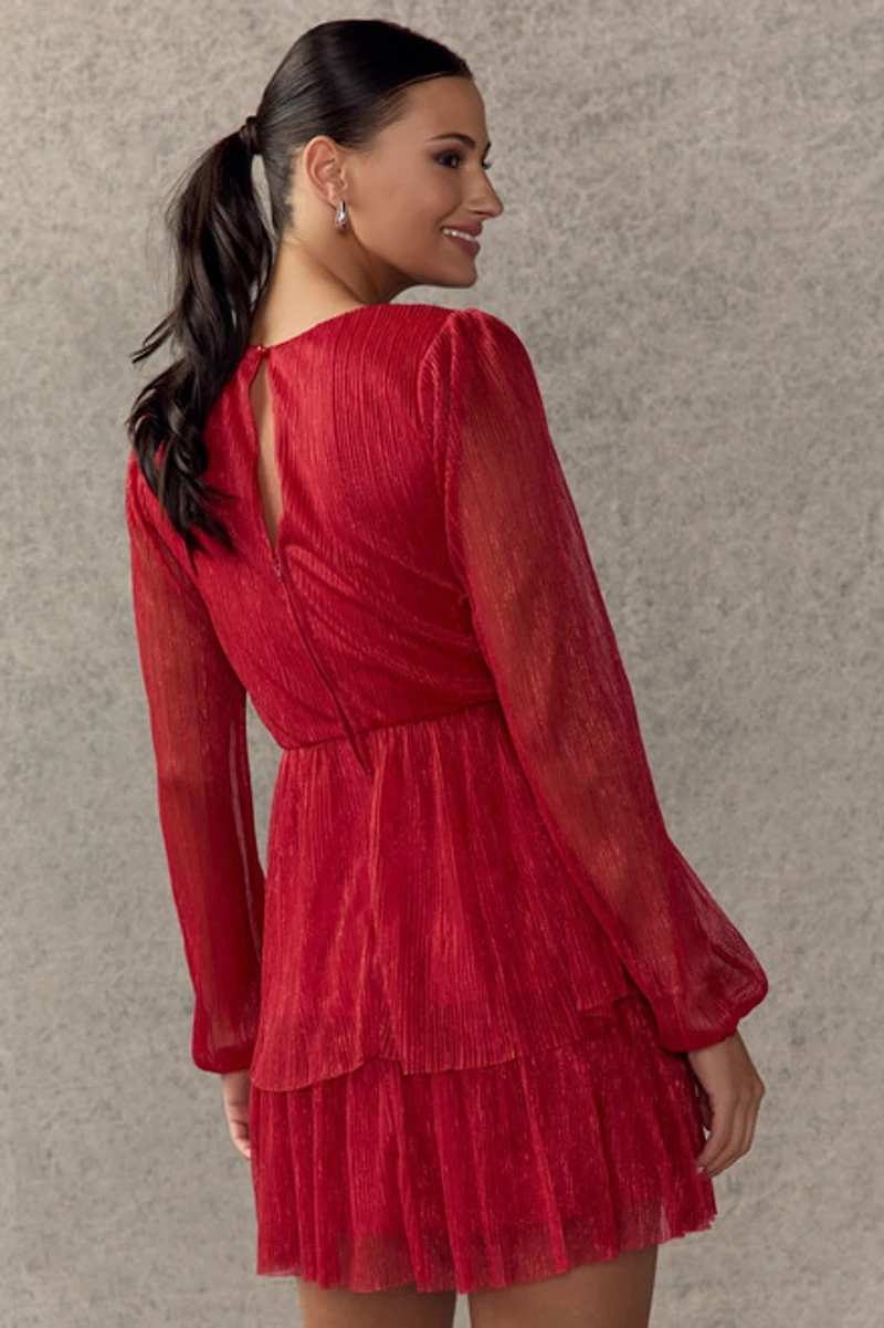 Lindsey Shimmer Tiered Mini Dress