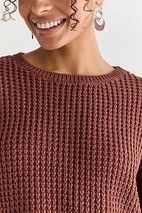 Andrea Waffle Dolman Pullover Sweater