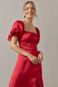 Krista Tie Sleeve Waisted Midi Dress