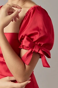 Krista Tie Sleeve Waisted Midi Dress
