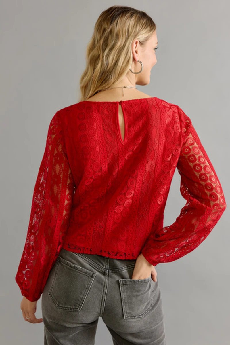 Dora Crewneck Allover Lace Blouse