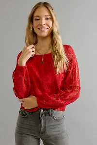 Dora Crewneck Allover Lace Blouse