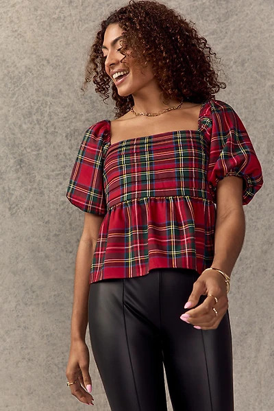 Nicole Puff Sleeve Pleated Blouse