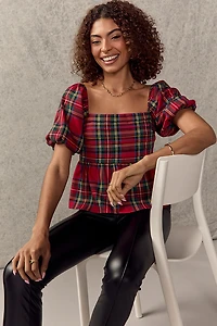 Nicole Puff Sleeve Pleated Blouse