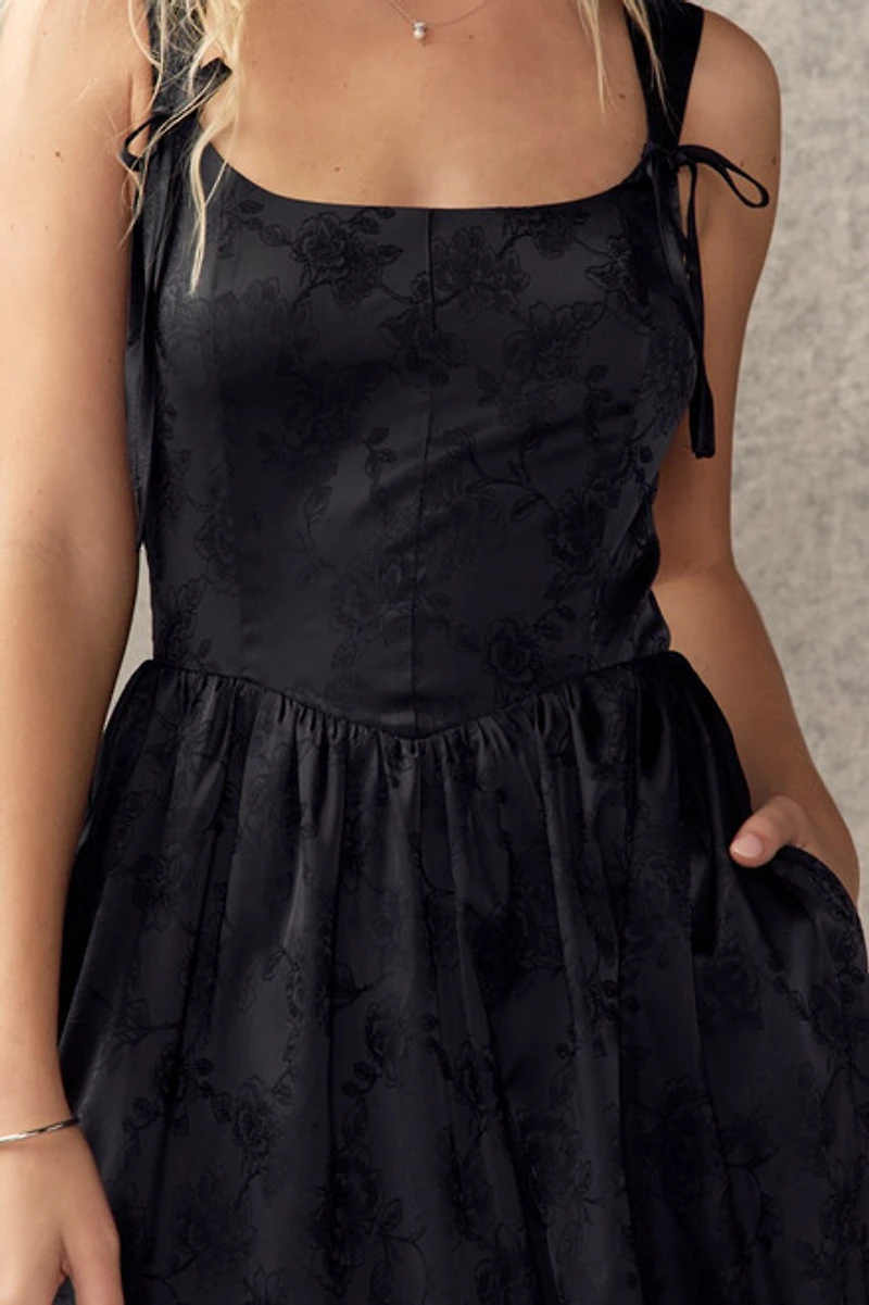 Helena Satin Jacquard Midi Dress