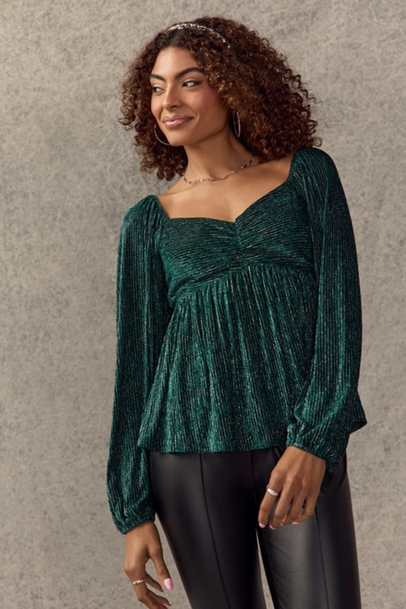 Shannon Cinched Metallic Velvet Blouse