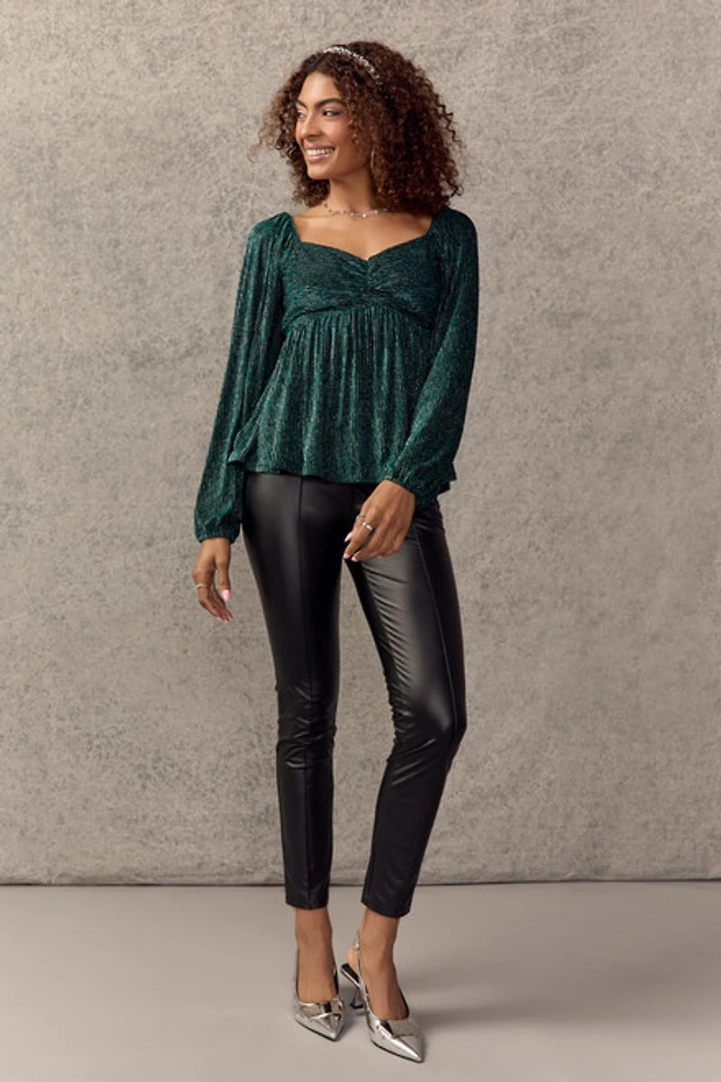 Shannon Cinched Metallic Velvet Blouse