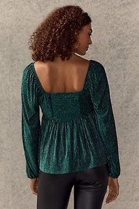 Shannon Cinched Metallic Velvet Blouse