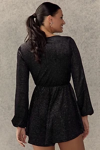 Lillian Glitter Knit Wrap Romper