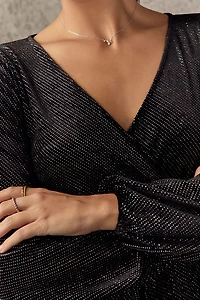 Lillian Glitter Knit Wrap Romper