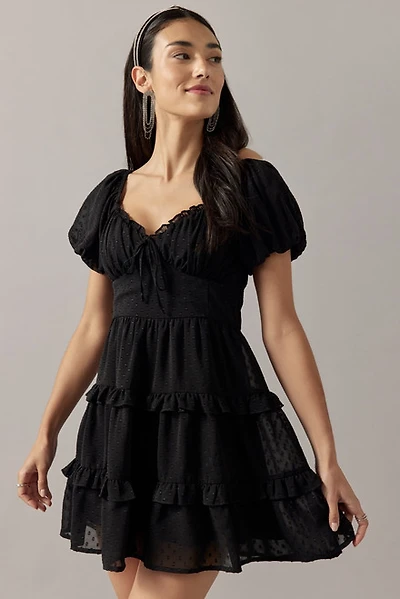 Miranda Clip Dot Ruffle Tiered Mini Dress