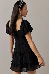 Miranda Clip Dot Ruffle Tiered Mini Dress