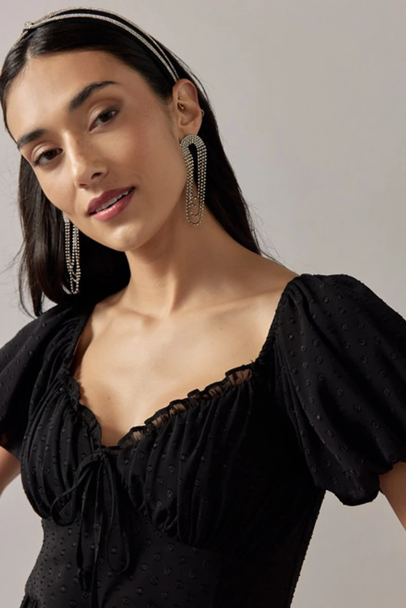 Miranda Clip Dot Ruffle Tiered Mini Dress