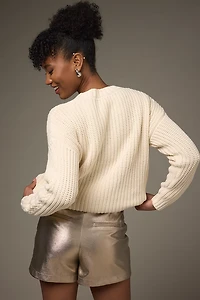 Irene Cross Hem Metallic Skort