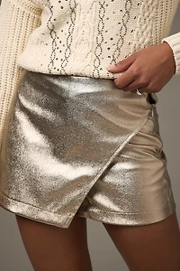 Irene Cross Hem Metallic Skort