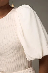 Dianna Puff Sleeve Knitted Upper Mini Dress