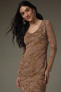 Amelia Cinched Neckline Floral Midi Dress