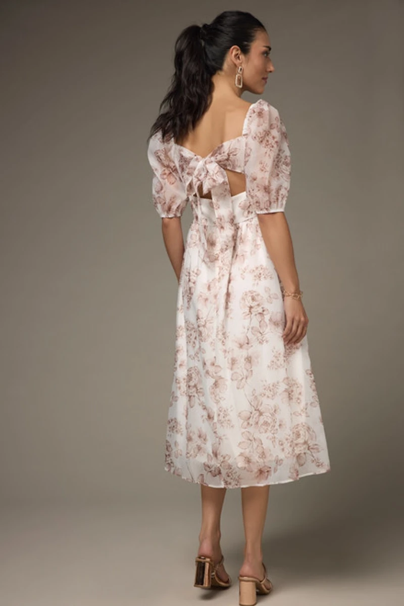Madeline Floral Bow Back Midi Dress
