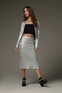 Kara Metallic Knit Midi Skirt