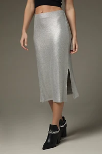 Kara Metallic Knit Midi Skirt