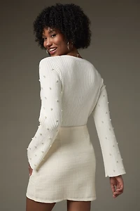 Angelica Double Slit Tweed Mini Skirt