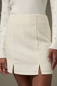 Angelica Double Slit Tweed Mini Skirt
