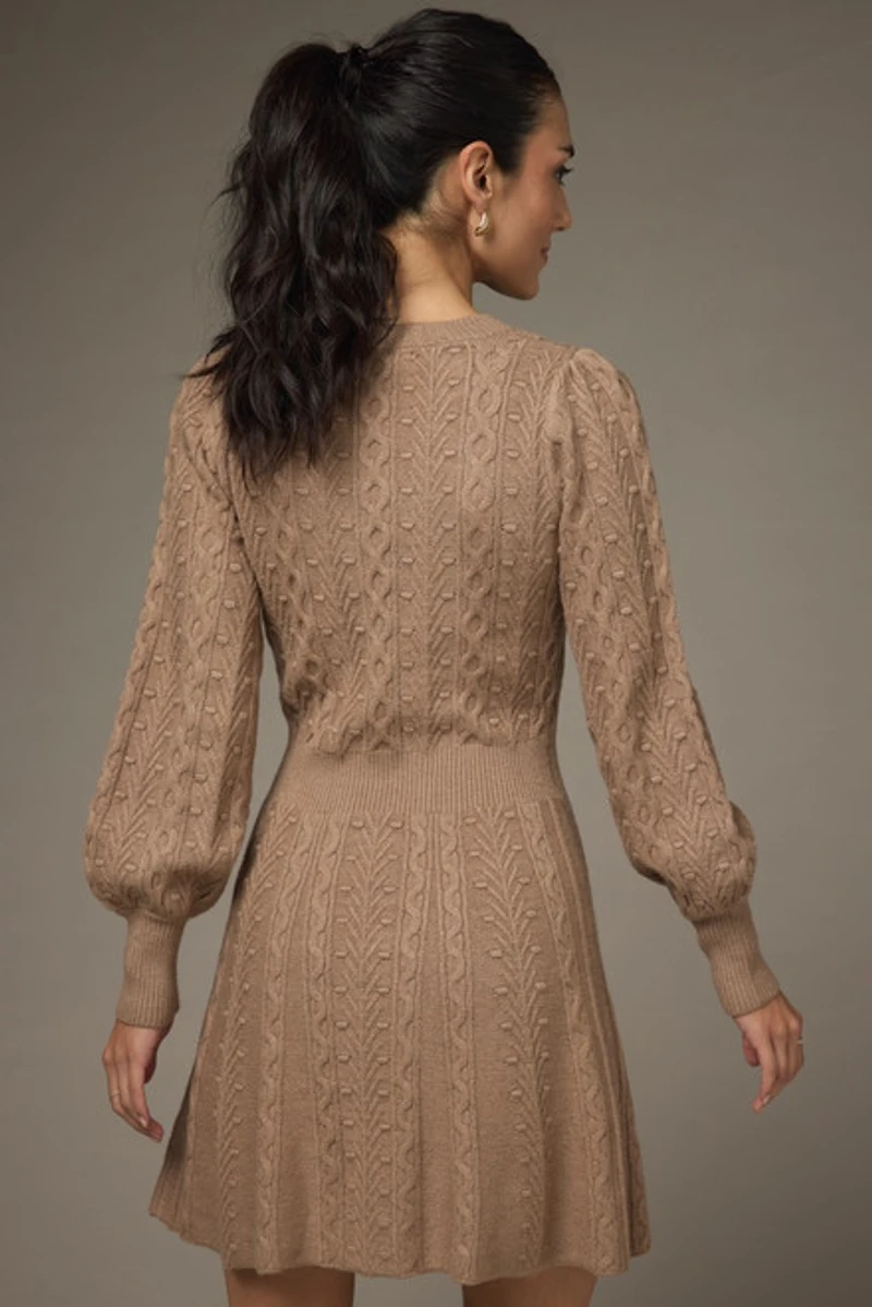 Alyssa Double Velvet Bow Mini Sweater Dress