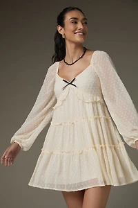Pam Clip Dot Ruffle Tiered Mini Dress