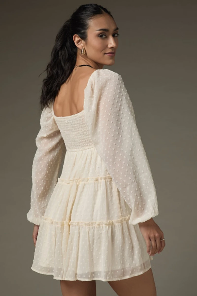 Pam Clip Dot Ruffle Tiered Mini Dress