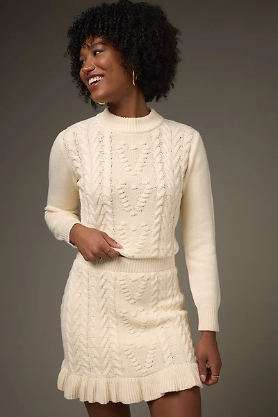 Jackie Heart Knit Pattern Mini Skirt