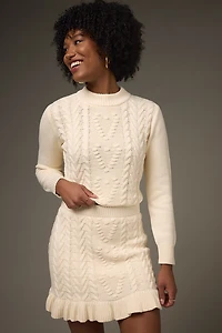 Jackie Heart Knit Pattern Mini Skirt