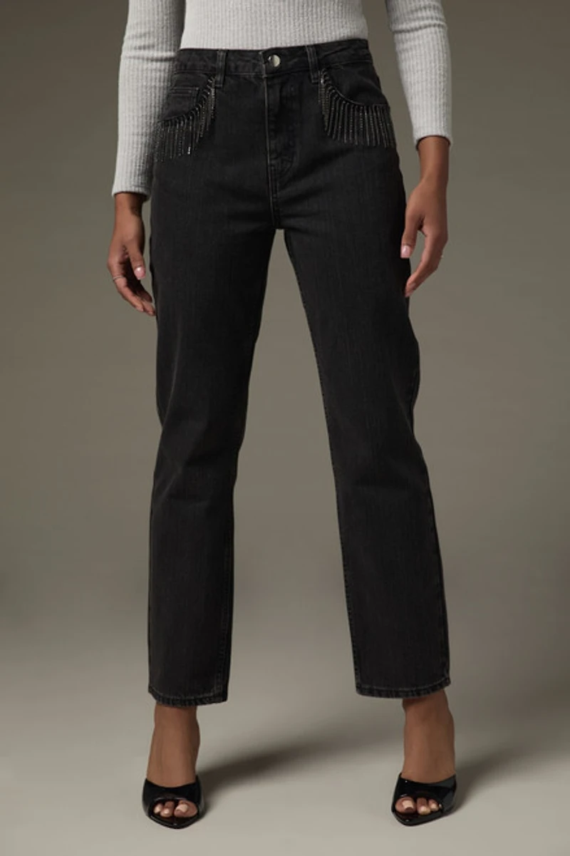 Vickie Fringe Pocket Denim Jeans