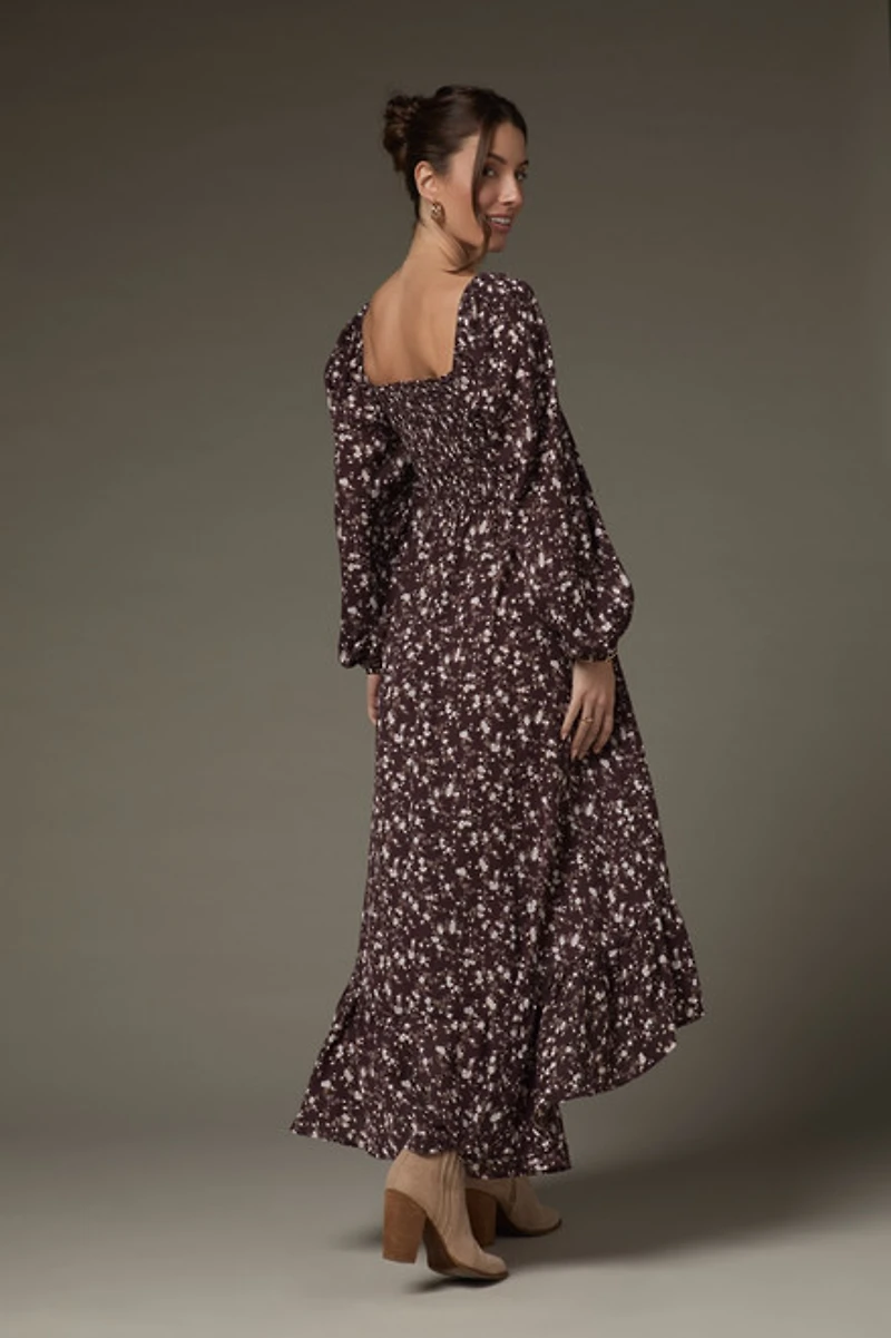 Morgan Ditsy Pattern Smocked Upper Maxi Dress
